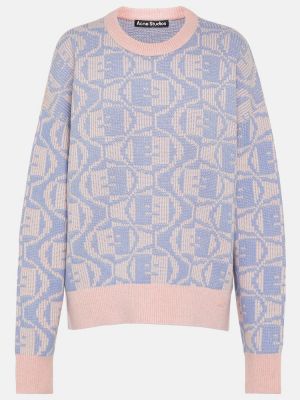 Jacquard woll pullover aus baumwoll Acne Studios pink