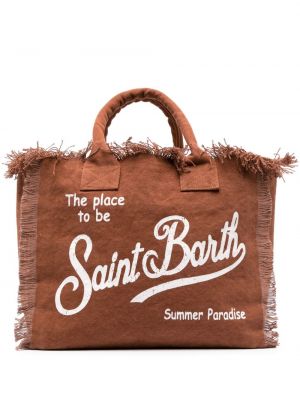Nákupná taška so strapcami Mc2 Saint Barth hnedá