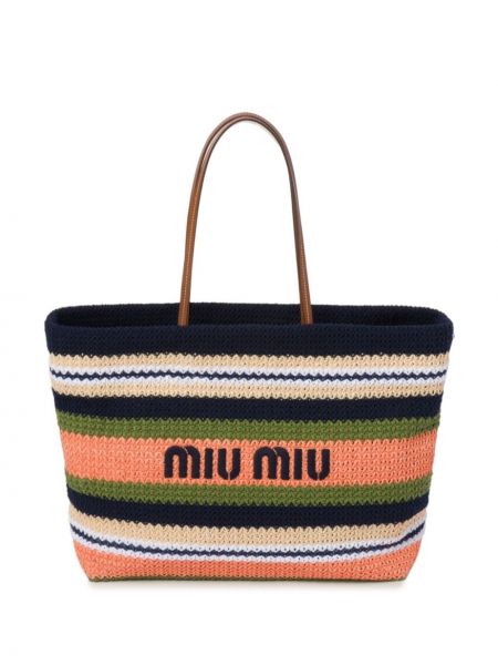 Pletená nákupná taška s výšivkou Miu Miu