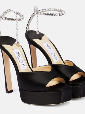 Sandali di raso con platform Jimmy Choo nero