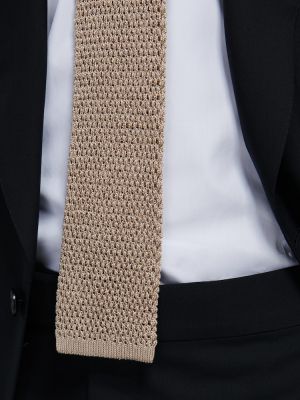 Dzianinowy jedwabny krawat Tom Ford beżowy