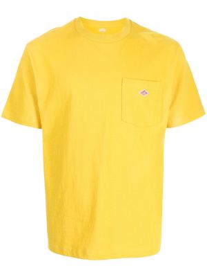 Памучна тениска с джобове Danton жълто