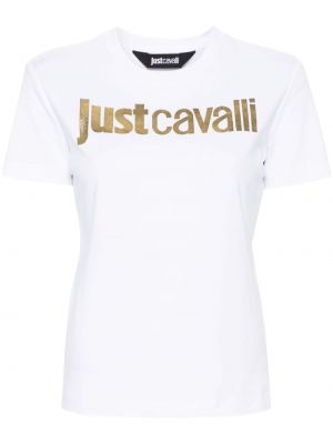 Bavlnené tričko s potlačou Just Cavalli biela