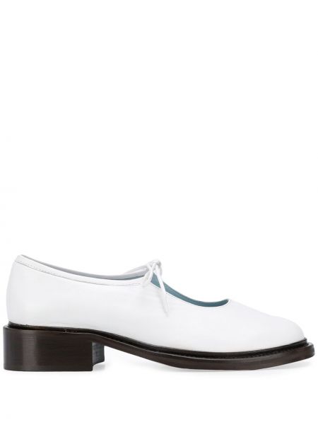 Pantofi loafer cu șireturi din dantelă Nicole Saldaña alb