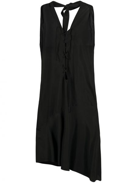 Hedvábné šněrovací přiléhavé šaty s odhalenými zády Romeo Gigli Pre-owned - černá