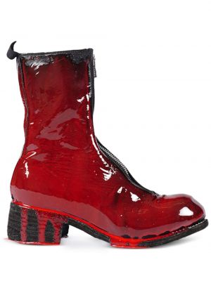 Kožené členkové topánky na zips Guidi červená