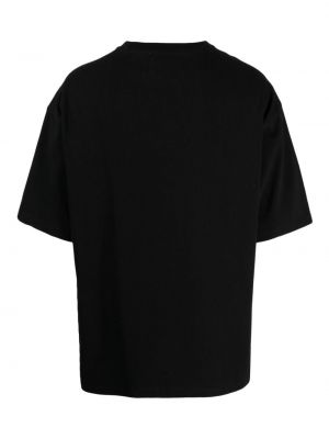 T-shirt avec imprimé slogan en coton à imprimé Yoshiokubo noir