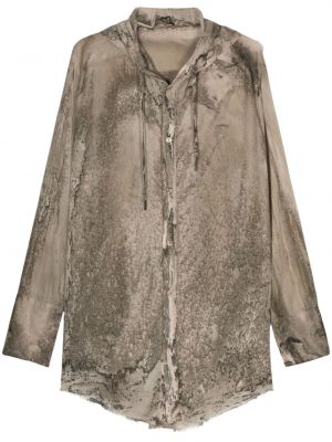 Bavlnená košeľa s potlačou s abstraktným vzorom Masnada hnedá