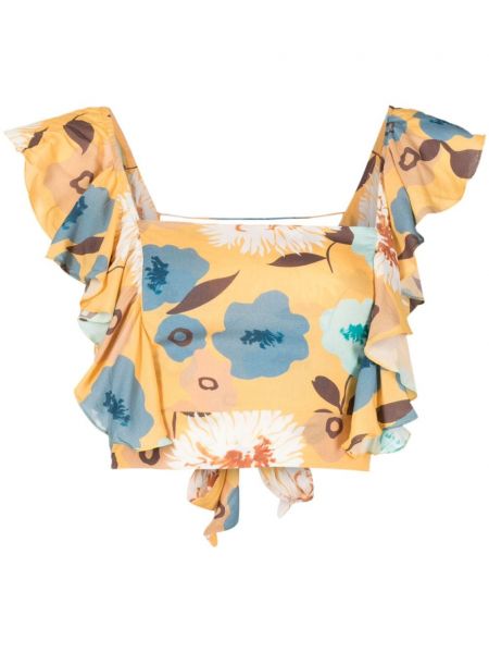 Crop top cu model floral Clube Bossa galben