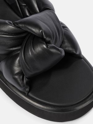 Kožené sandále Miu Miu čierna