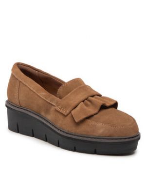 Kožené semišové nohavičky Clarks - hnedá