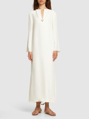 Robe longue à col v Valentino blanc