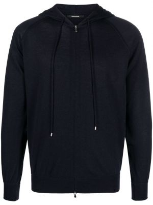 Woll hoodie mit reißverschluss Tagliatore blau