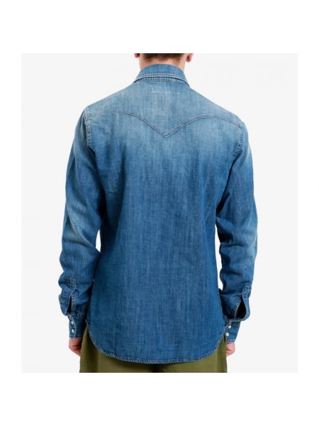 Camisa vaquera manga larga con bolsillos Mauro Grifoni azul