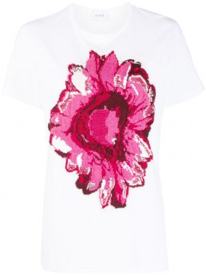 Majica iz kašmirja s cvetličnim vzorcem Barrie bela