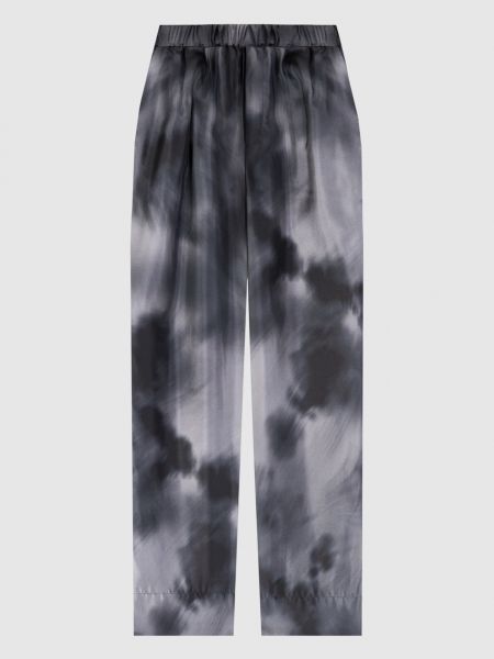 Шовкові прямі брюки з принтом з ефектом тай-дай Gauchere сірі