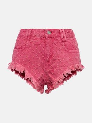 Kõrge vöökohaga teksariidest lühikesed püksid Isabel Marant roosa
