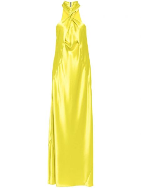 Saténové rozšírené šaty Galvan London žltá