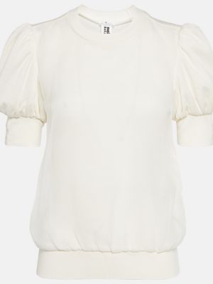 Jersey de lana con volantes de tela jersey Noir Kei Ninomiya blanco