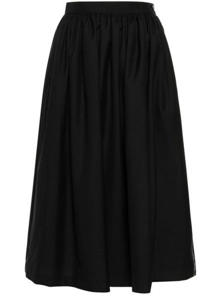 Plisovaný vlněný midi sukně Comme Des Garçons černý