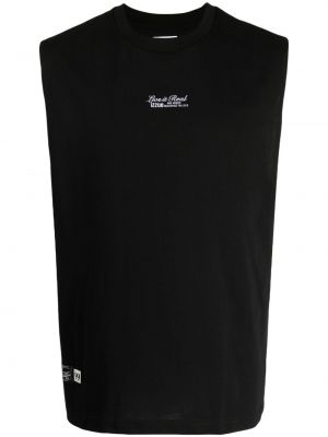 Chemise brodée avec imprimé slogan en coton Izzue noir