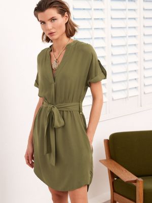 Платье мини с v-образным вырезом Next зеленое