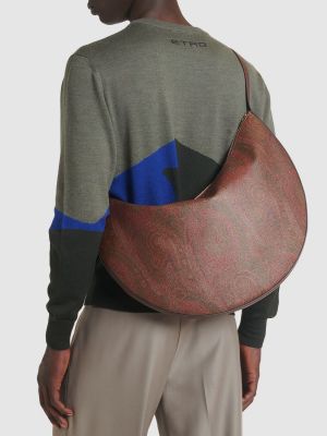 Памучни чанта през рамо с пейсли десен Etro кафяво
