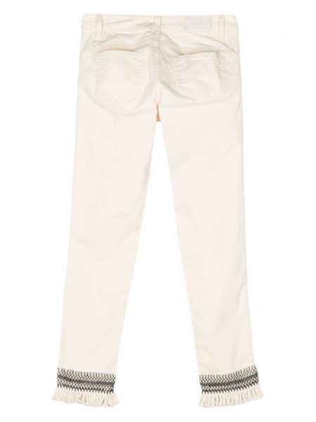 Bavlněné straight fit džíny s třásněmi Liu Jo bílé