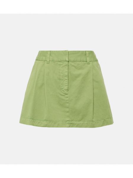 Plisované bavlněné mini sukně Stella Mccartney zelené