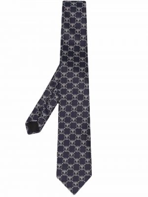 Копринена вратовръзка с принт Moschino синьо