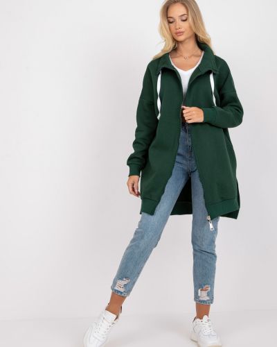 Mikina s kapucí na zip Fashionhunters zelená