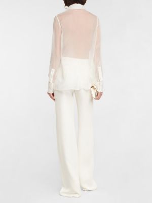 Bluză de mătase din șifon Valentino alb