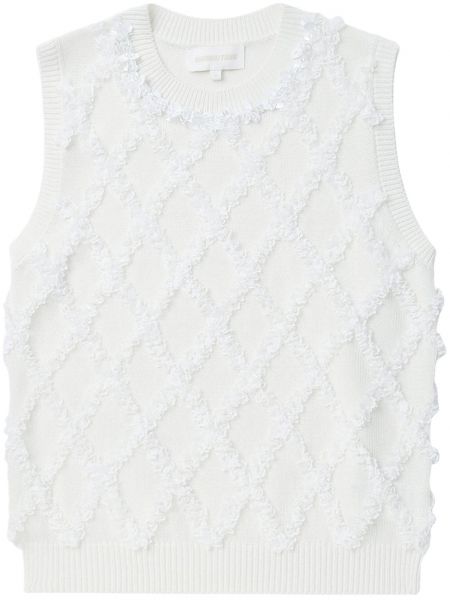Плетен пуловер без ръкави Shushu/tong бяло