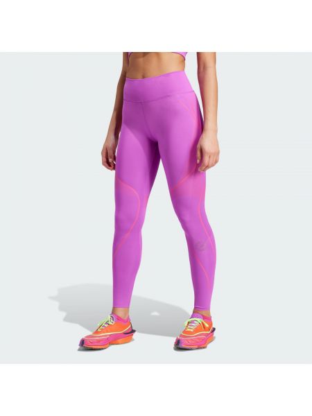 Spodnie sportowe do biegania z nadrukiem Adidas fioletowe
