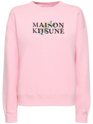 Bombažna jopa s cvetličnim vzorcem Maison Kitsuné roza
