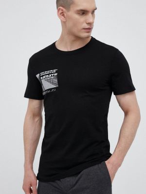 4F pamut póló , nyomott mintás - Fekete