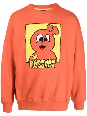 Raštuotas medvilninis džemperis Paccbet oranžinė