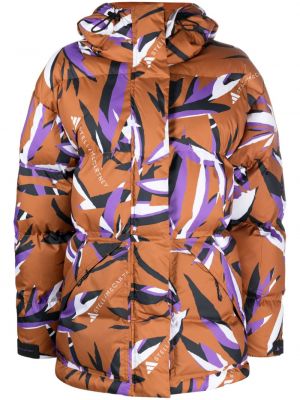 Pernata jakna s cvjetnim printom s printom Adidas By Stella Mccartney smeđa