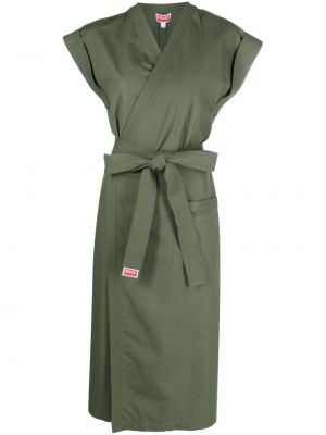 Памучна миди рокля Kenzo зелено