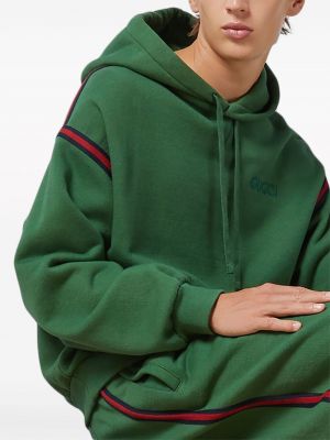 Kokvilnas kapučdžemperis ar izšuvumiem Gucci zaļš