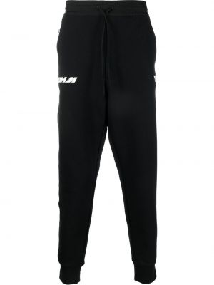 Pantalon de joggings en coton à imprimé Y-3 noir