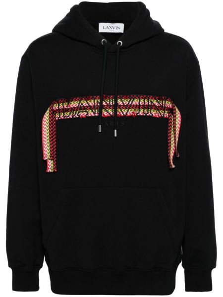 Pamučna hoodie s kapuljačom Lanvin crna
