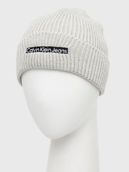 Dzianinowa czapka wełniana Calvin Klein Jeans szara