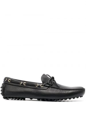 Pantofi loafer cu șireturi din piele din dantelă Car Shoe negru