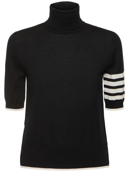 Kortærmet uld kort sweater Thom Browne sort