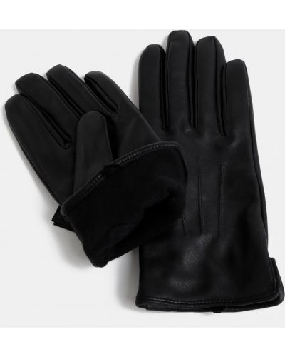 Kožené rukavice Pieces čierna