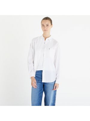 Λινό πουκάμισο τζιν Tommy Hilfiger λευκό