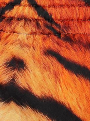 Shorts en coton à imprimé Dries Van Noten orange