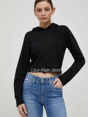 Mikina s kapucí s potiskem Calvin Klein Jeans černá