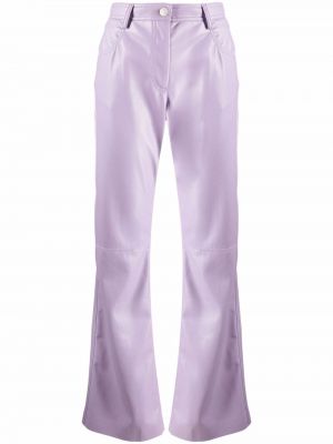 Pantalones de cintura alta de cuero Msgm violeta